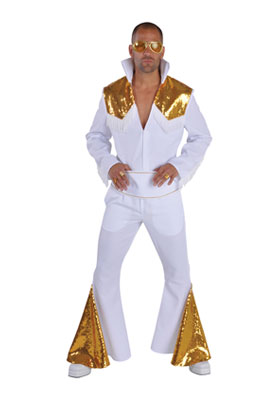verhuur - carnaval - Strip-Filmfiguren - Elvis wit goud