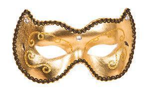 verkoop - attributen - Nieuwjaar - Venetiaans masker krullen goud