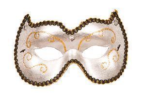 verkoop - attributen - Themafeest - Venetiaans masker krullen zilver