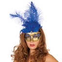 Venetiaans masker blauw met grote veren